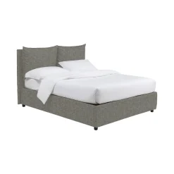 Letto Matrimoniale Grigio Cenere Sfoderabile Contenitore, Dimensione Materasso 160x190 cm - Riesi