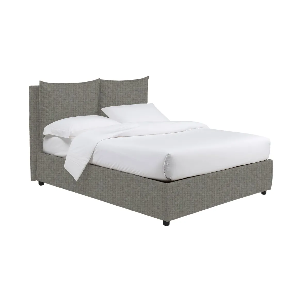 Letto Matrimoniale Grigio Cenere Sfoderabile Contenitore, Dimensione Materasso 160x190 cm - Soliera