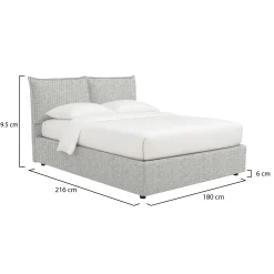 Letto Matrimoniale Grigio Chiaro Sfoderabile Contenitore, Dimensione Materasso 160x190 cm - Calcio