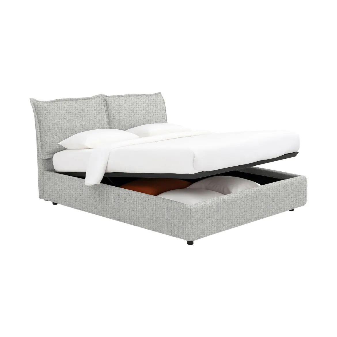 Letto Matrimoniale Grigio Chiaro Sfoderabile Contenitore, Dimensione Materasso 160x190 cm - Calcio