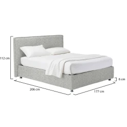 Letto Matrimoniale Grigio Chiaro Sfoderabile Contenitore, Dimensione Materasso 160x190 cm - Fasanella