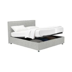 Letto Matrimoniale Grigio Chiaro Sfoderabile Contenitore, Dimensione Materasso 160x190 cm - Fasanella