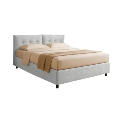 Letto Matrimoniale Grigio Chiaro Sfoderabile Contenitore, Dimensione Materasso 160x190 cm - Levice