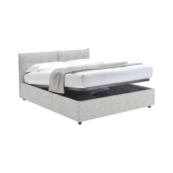 Letto Matrimoniale Grigio Chiaro Sfoderabile Contenitore, Dimensione Materasso 160x190 cm - Levice
