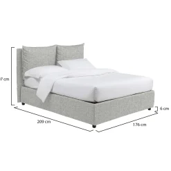 Letto Matrimoniale Grigio Chiaro Sfoderabile Contenitore, Dimensione Materasso 160x200 cm - Frinco