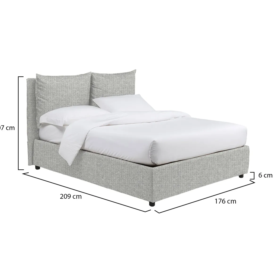Letto Matrimoniale Grigio Chiaro Sfoderabile Contenitore, Dimensione Materasso 160x200 cm - Frinco