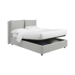 Letto Matrimoniale Grigio Chiaro Sfoderabile Contenitore, Dimensione Materasso 160x200 cm - Frinco