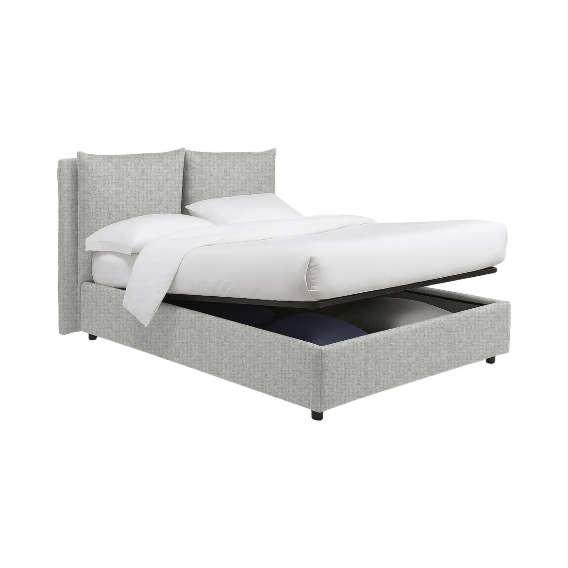 Letto Matrimoniale Grigio Chiaro Sfoderabile Contenitore, Dimensione Materasso 160x200 cm - Frinco