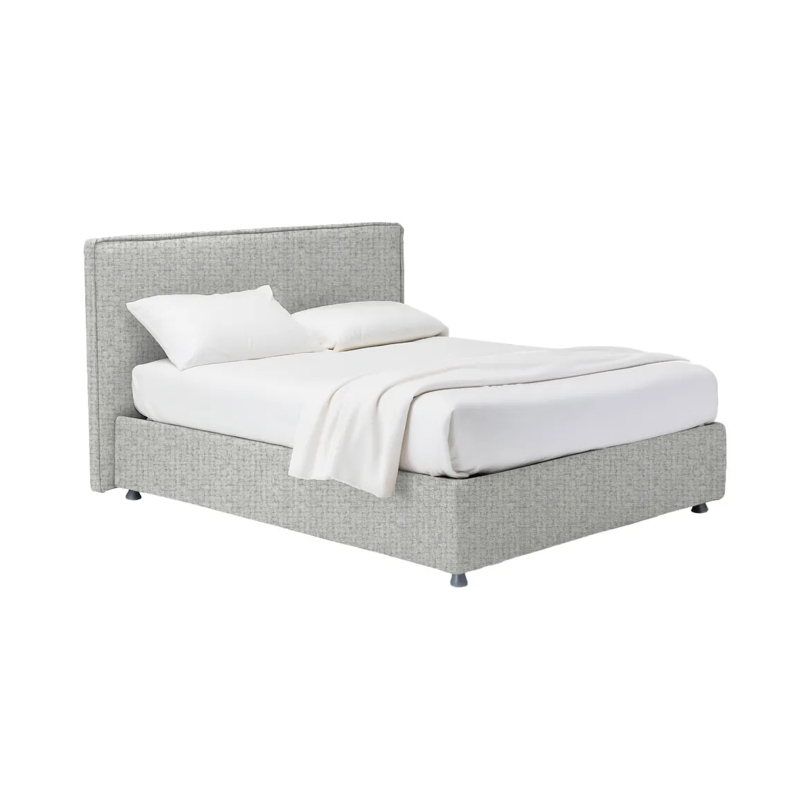 Letto Matrimoniale Grigio Chiaro Sfoderabile Contenitore, Dimensione Materasso 160x200 cm - Melilli