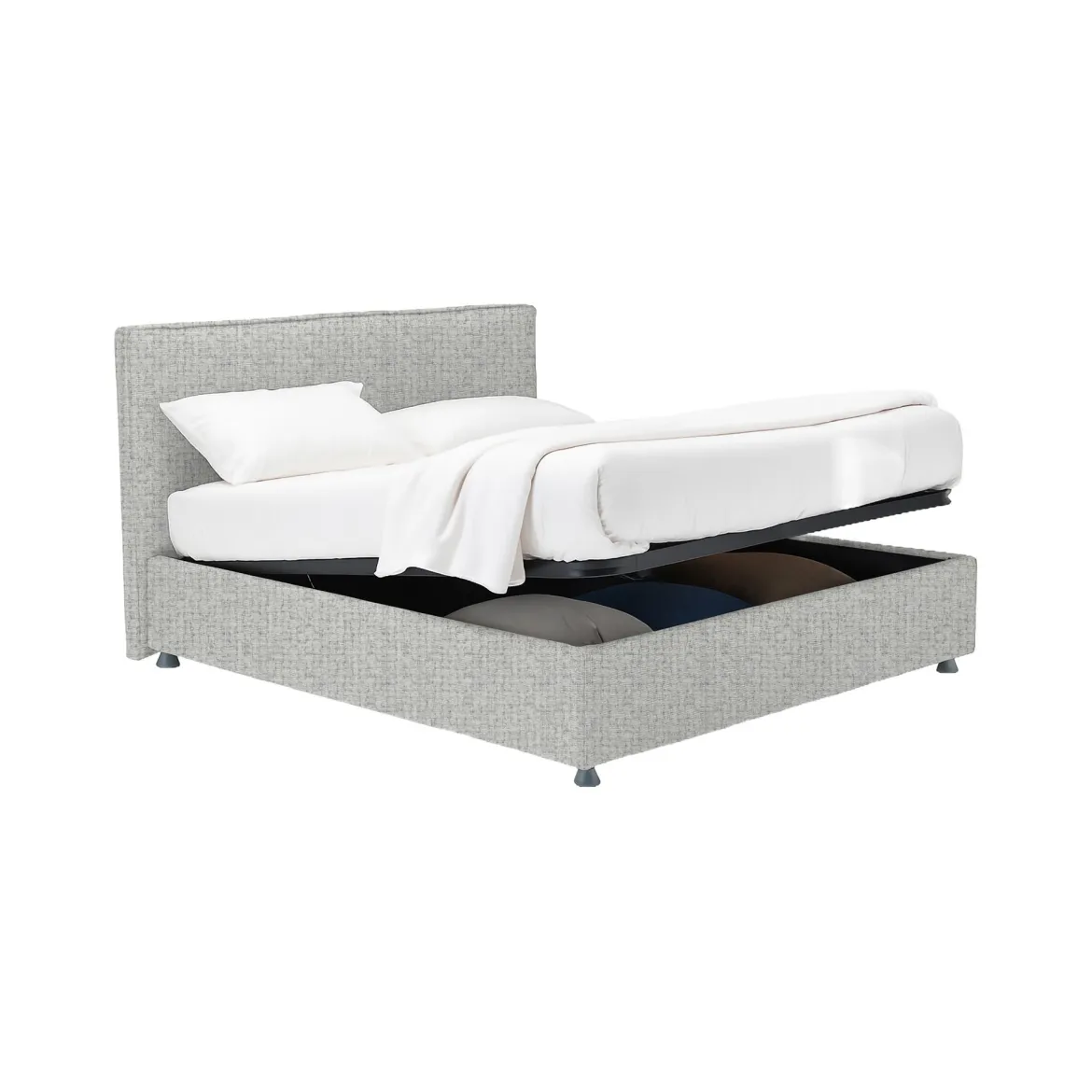 Letto Matrimoniale Grigio Chiaro Sfoderabile Contenitore, Dimensione Materasso 160x200 cm - Melilli