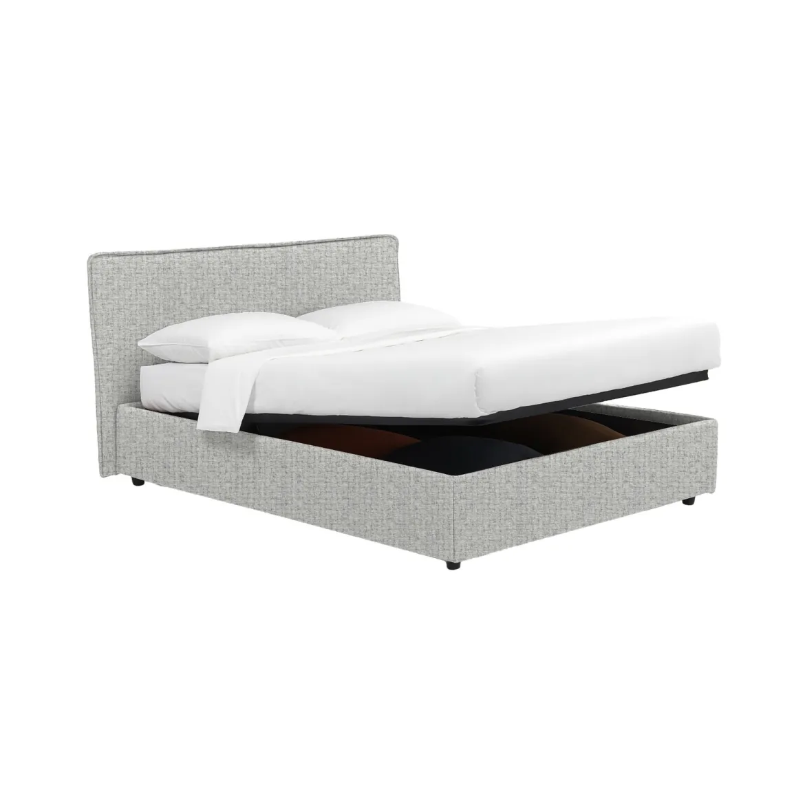 Letto Matrimoniale Grigio Chiaro Sfoderabile Contenitore, Dimensione Materasso 160x200 cm - Rozzone