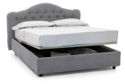 Letto Matrimoniale Grigio Materasso Incluso Sfoderabile, Contenitore Made in Italy - Alfer