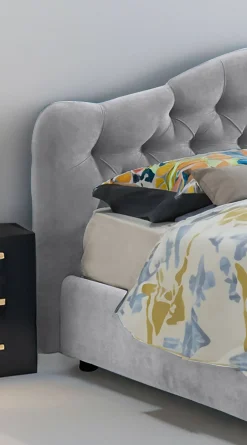 Letto Matrimoniale Grigio Materasso Incluso Sfoderabile, Contenitore Made in Italy - Alfer