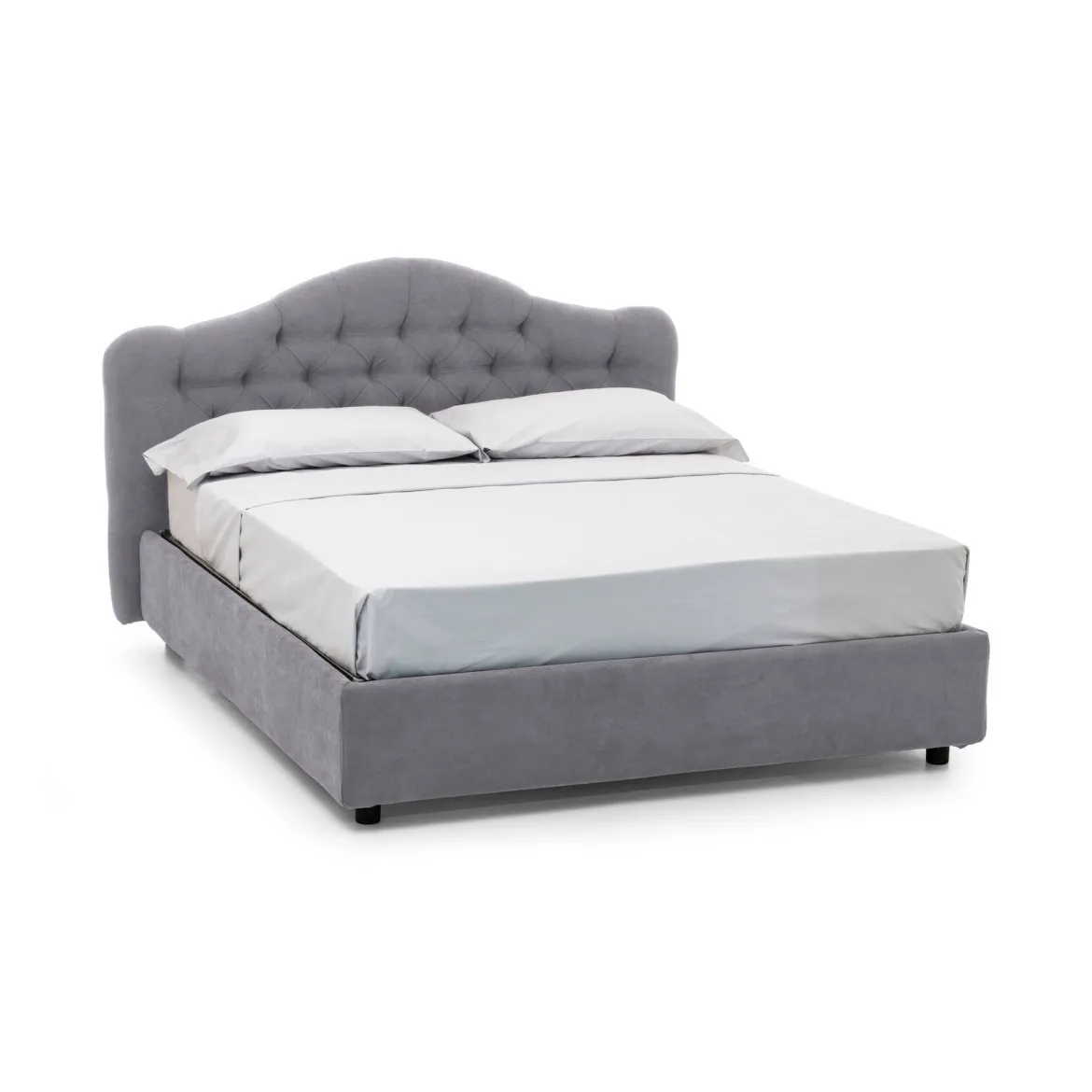 Letto Matrimoniale Grigio Materasso Incluso Sfoderabile, Contenitore Made in Italy - Annus