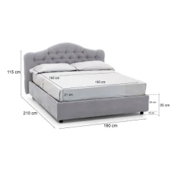 Letto Matrimoniale Grigio Materasso Incluso Sfoderabile, Contenitore Made in Italy - Annus