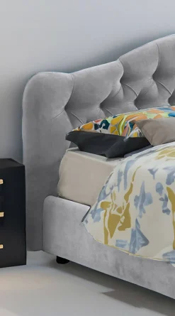 Letto Matrimoniale Grigio Materasso Incluso Sfoderabile, Contenitore Made in Italy - Annus
