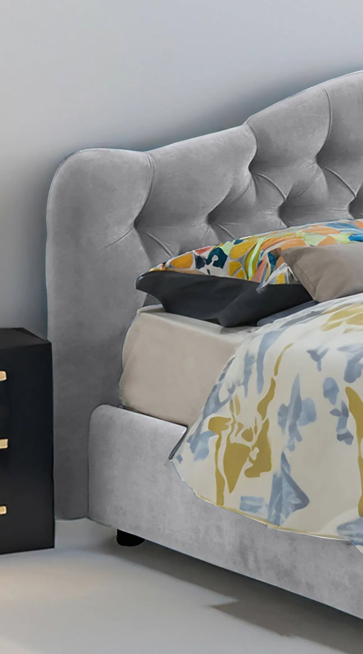Letto Matrimoniale Grigio Materasso Incluso Sfoderabile, Contenitore Made in Italy - Annus