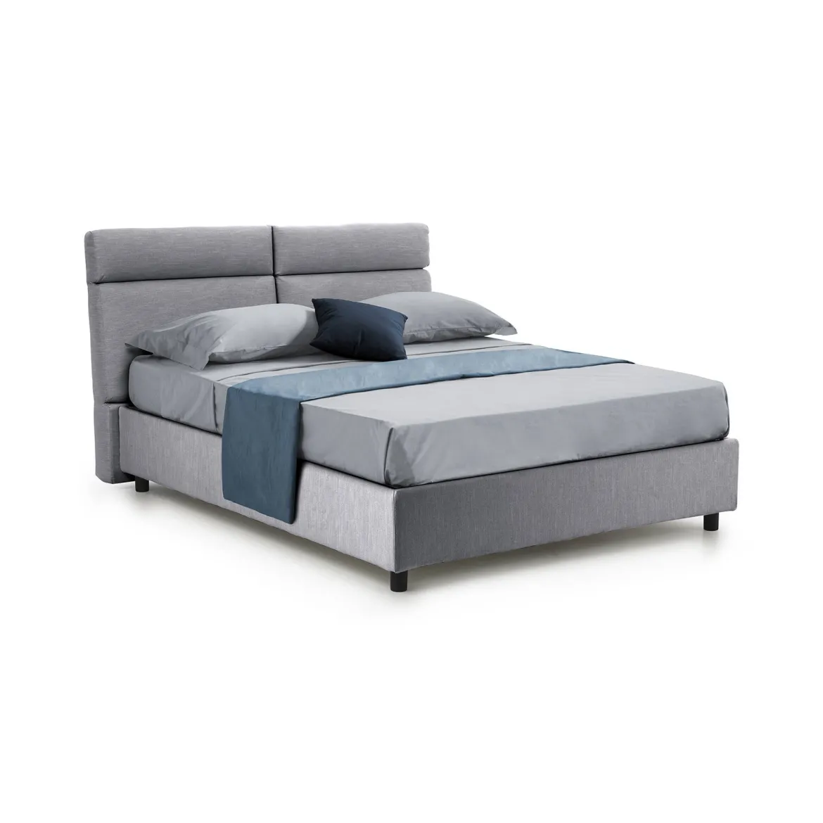 Letto Matrimoniale Grigio Materasso Incluso Sfoderabile, Contenitore Made in Italy - Bedero