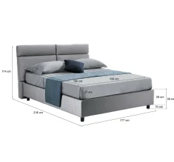 Letto Matrimoniale Grigio Materasso Incluso Sfoderabile, Contenitore Made in Italy - Bedero