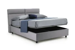 Letto Matrimoniale Grigio Materasso Incluso Sfoderabile, Contenitore Made in Italy - Bedero