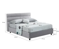 Letto Matrimoniale Grigio Materasso Incluso Sfoderabile, Contenitore Made in Italy - Brunate