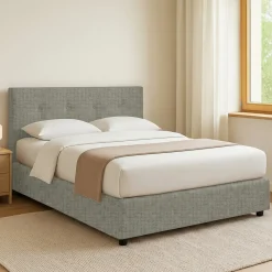 Letto Matrimoniale Grigio Sabbia Sfoderabile Contenitore, Dimensione Materasso 160x190 cm Made in Italy - Colere