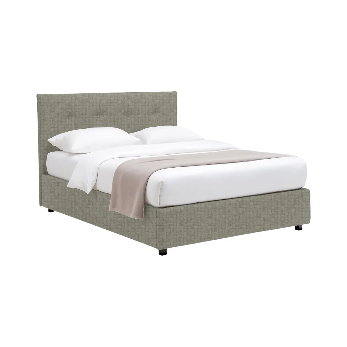 Letto Matrimoniale Grigio Sabbia Sfoderabile Contenitore, Dimensione Materasso 160x190 cm Made in Italy - Colere