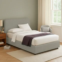 Letto Matrimoniale Grigio Sabbia Sfoderabile Contenitore, Dimensione Materasso 160x190 cm Made in Italy - Levice