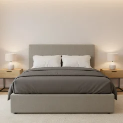 Letto Matrimoniale Grigio Sabbia Sfoderabile Contenitore, Dimensione Materasso 160x190 cm Made in Italy - Lioni