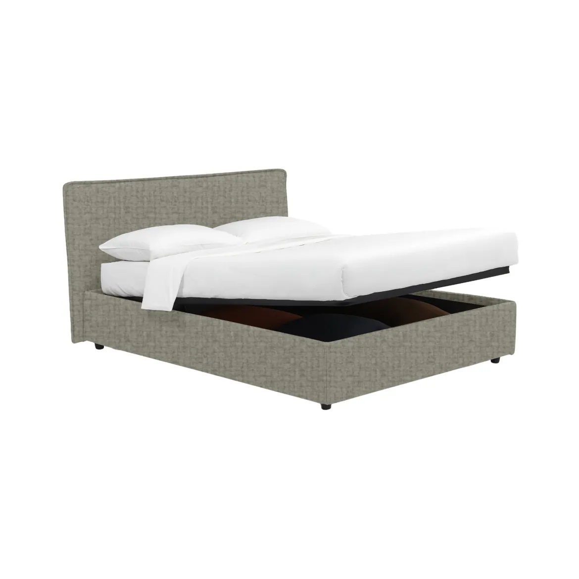 Letto Matrimoniale Grigio Sabbia Sfoderabile Contenitore, Dimensione Materasso 160x190 cm Made in Italy - Soliera