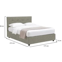 Letto Matrimoniale Grigio Sabbia Sfoderabile Contenitore, Dimensione Materasso 160x200 cm Made in Italy - Orgiano