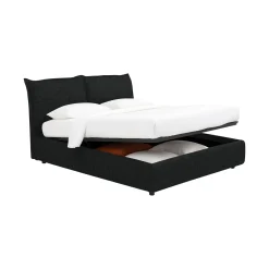Letto Matrimoniale Grigio Scuro Sfoderabile Contenitore, Dimensione Materasso 160x190 cm - Calcio