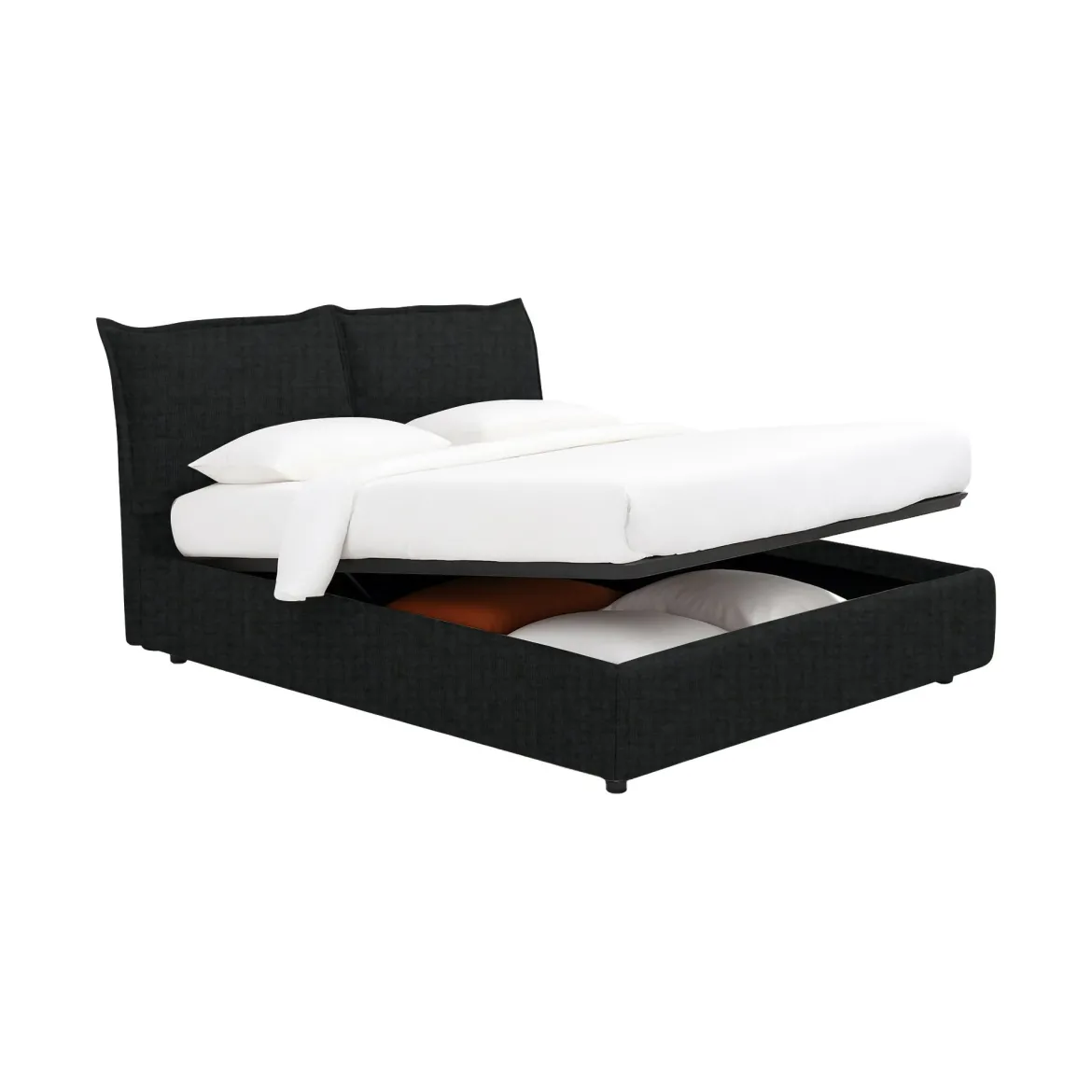 Letto Matrimoniale Grigio Scuro Sfoderabile Contenitore, Dimensione Materasso 160x190 cm - Calcio