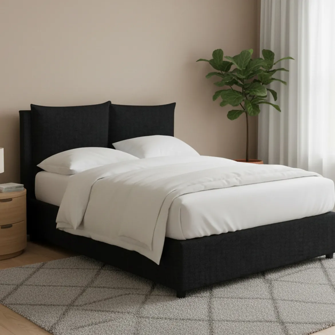 Letto Matrimoniale Grigio Scuro Sfoderabile Contenitore, Dimensione Materasso 160x190 cm - Soliera