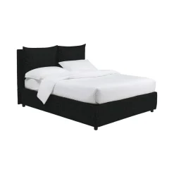 Letto Matrimoniale Grigio Scuro Sfoderabile Contenitore, Dimensione Materasso 160x190 cm - Riesi