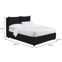 Letto Matrimoniale Grigio Scuro Sfoderabile Contenitore, Dimensione Materasso 160x190 cm - Soliera
