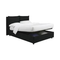 Letto Matrimoniale Grigio Scuro Sfoderabile Contenitore, Dimensione Materasso 160x190 cm - Soliera