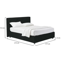 Letto Matrimoniale Grigio Scuro Sfoderabile Contenitore, Dimensione Materasso 160x200 cm - Lenta