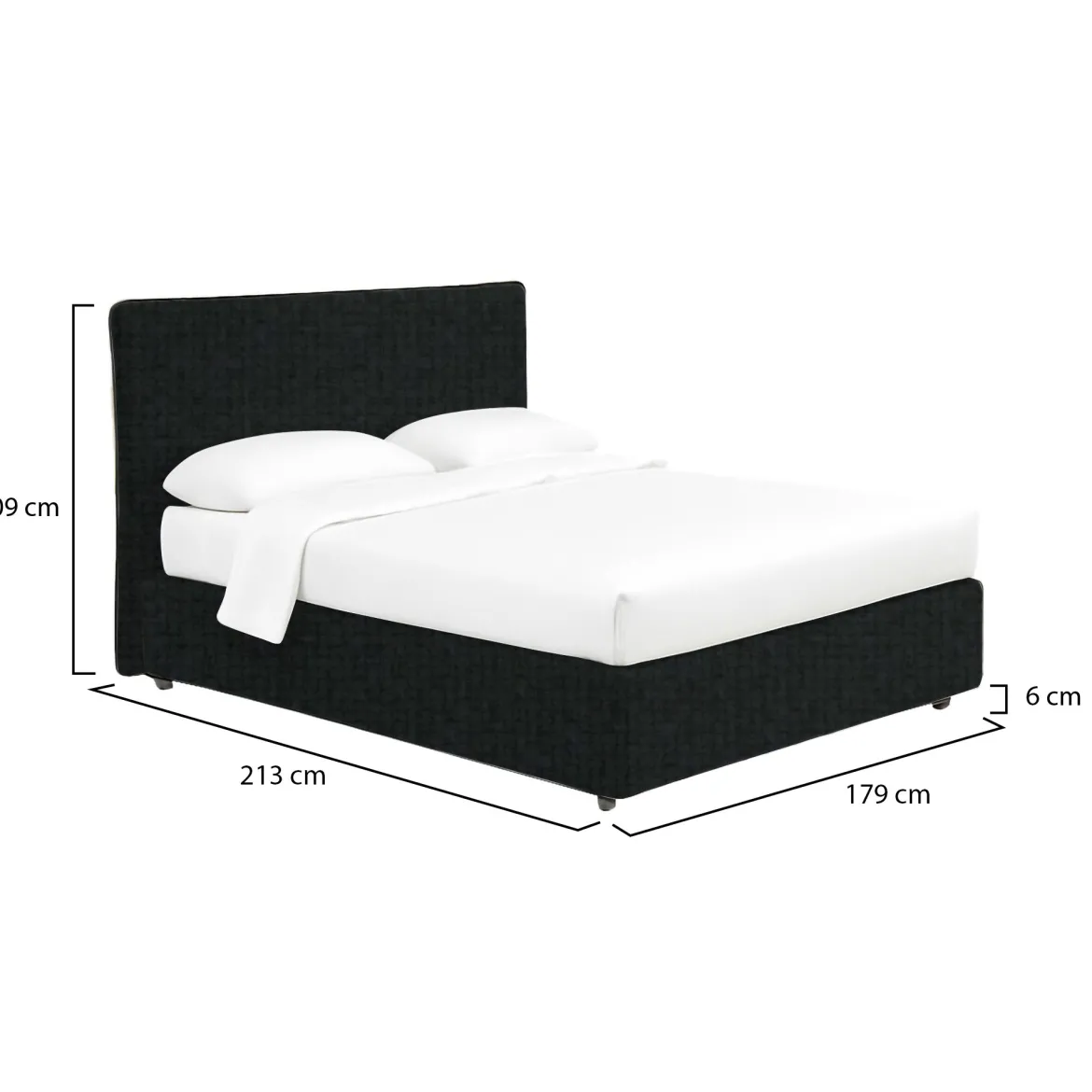 Letto Matrimoniale Grigio Scuro Sfoderabile Contenitore, Dimensione Materasso 160x200 cm - Peia