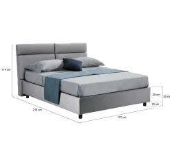 Letto Matrimoniale Grigio Sfoderabile Contenitore, Dimensione Materasso 160x190 cm Made in Italy - Arex