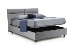 Letto Matrimoniale Grigio Sfoderabile Contenitore, Dimensione Materasso 160x190 cm Made in Italy - Arex