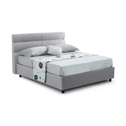 Letto Matrimoniale Grigio Sfoderabile Contenitore, Dimensione Materasso 160x190 cm Made in Italy - Brolo