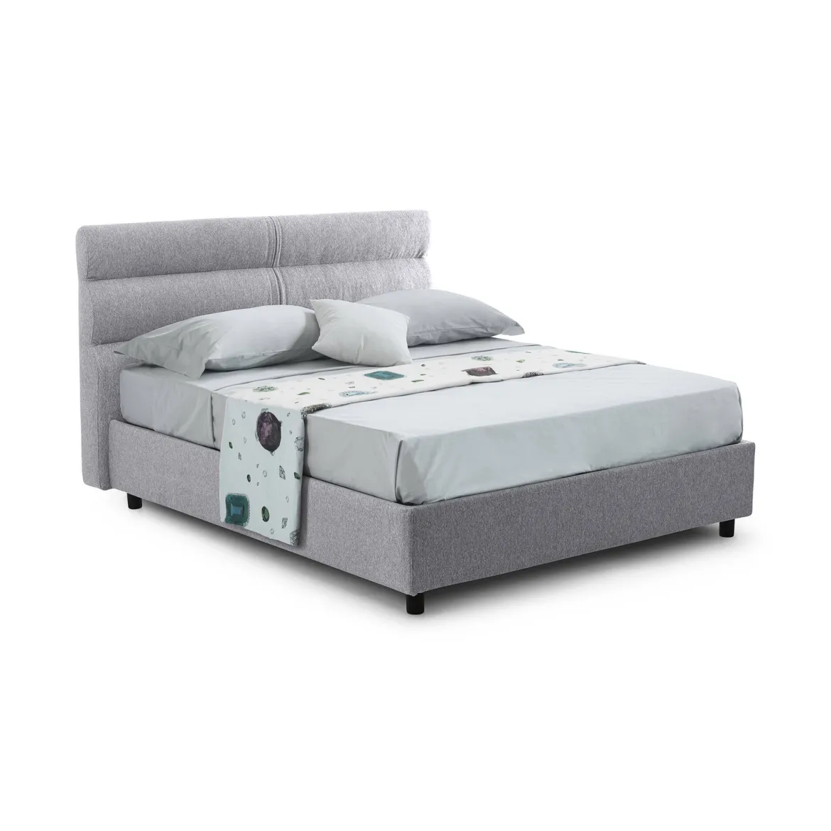 Letto Matrimoniale Grigio Sfoderabile Contenitore, Dimensione Materasso 160x190 cm Made in Italy - Brolo