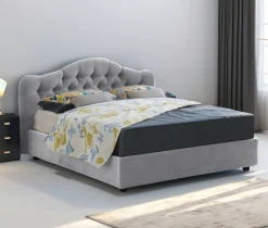 Letto Matrimoniale Grigio Sfoderabile Contenitore, Dimensione Materasso 160x200 cm Made in Italy - Aly