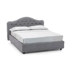 Letto Matrimoniale Grigio Sfoderabile Contenitore, Dimensione Materasso 160x200 cm Made in Italy - Aly