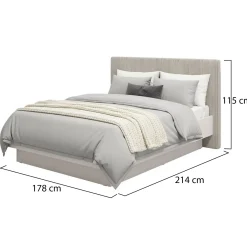 Letto Matrimoniale Grigio Tortora Testiera Imbottita Effetto Velluto Dimensione Materasso 160x200 cm, Peso Supportato 200 kg - Caprezzo