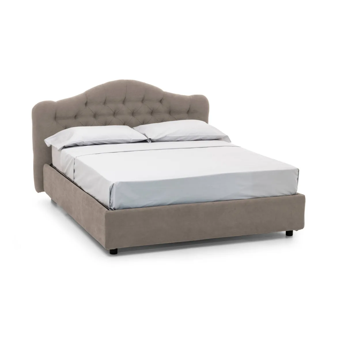 Letto Matrimoniale Grigio Tortora Materasso Incluso Sfoderabile, Contenitore Made in Italy - Alfer