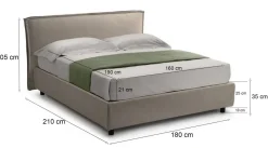 Letto Matrimoniale Grigio Tortora Materasso Incluso Sfoderabile, Contenitore Made in Italy - Bruzolo