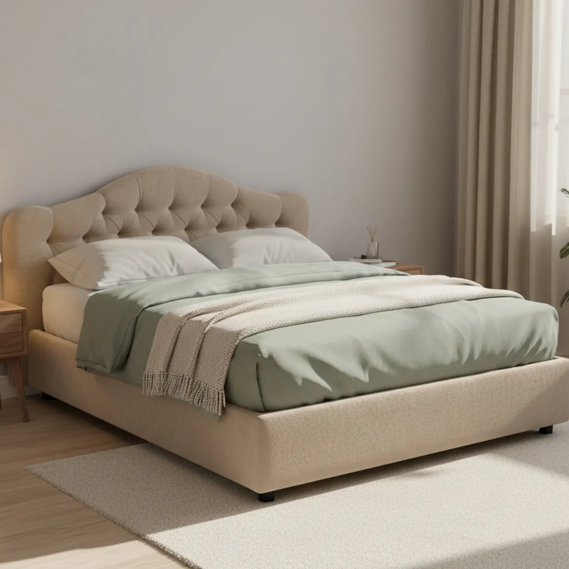 Letto Matrimoniale Grigio Tortora Sfoderabile Contenitore, Dimensione Materasso 160x200 cm Made in Italy - Ator