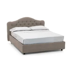 Letto Matrimoniale Grigio Tortora Sfoderabile Contenitore, Dimensione Materasso 160x200 cm Made in Italy - Ator